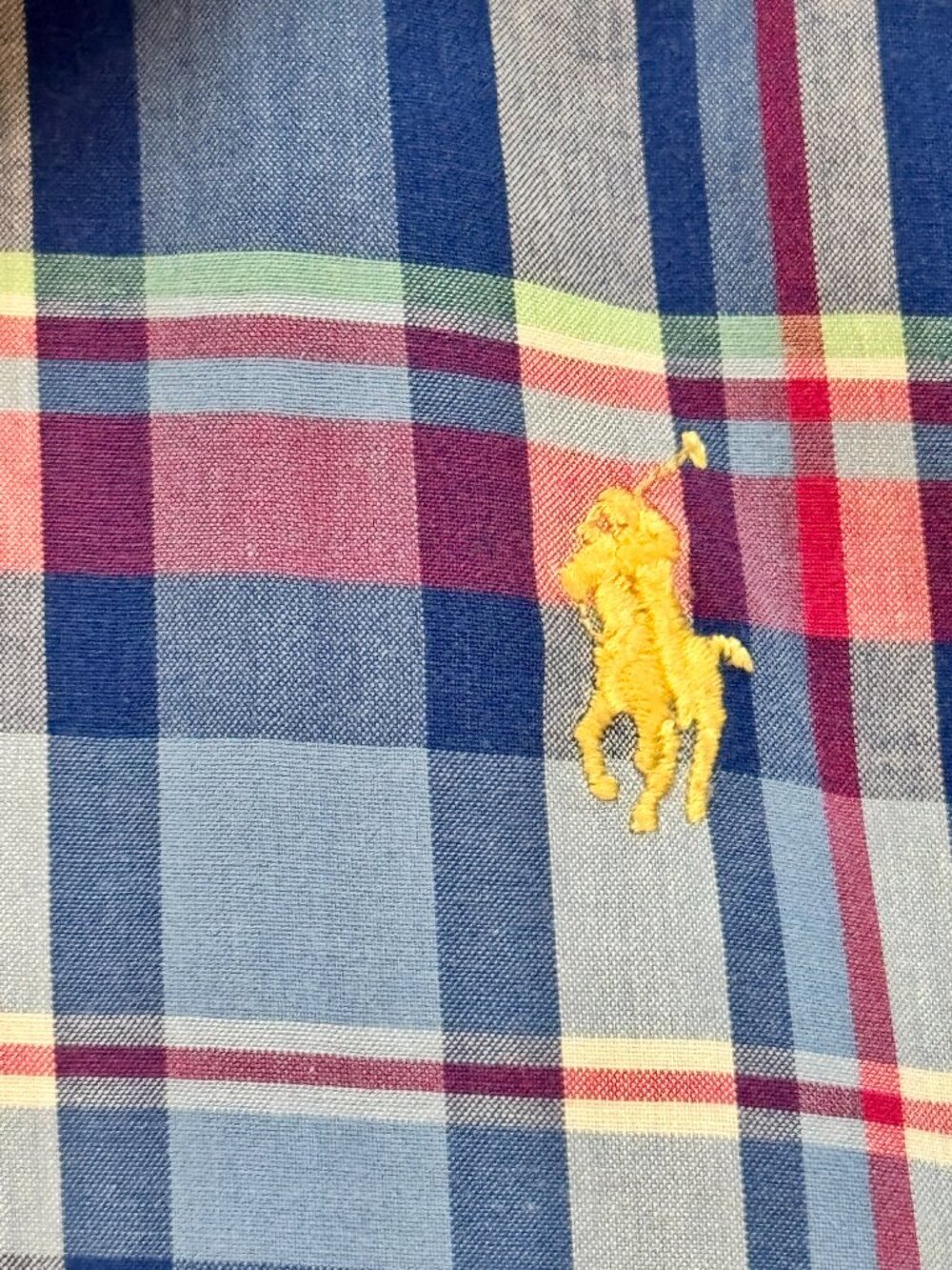 Polo Ralph Lauren Plaid Button Down Shirt Youth XL 18-20 Yellow Pony Mens XS EUC - Picture 9 of 11